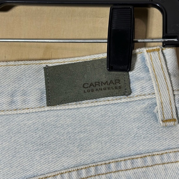 Carmar Los Angeles Star Studded Distressed Denim Mini Skirt Size 28 - Picture 7 of 10